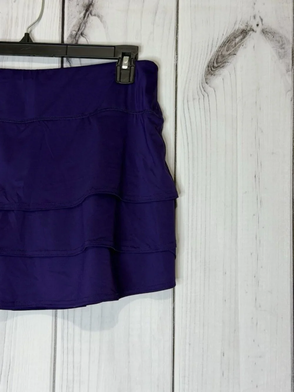 Athleta Swagger Tiered Tennis Skort Skirt Sz Large Deep Purple Drawstring